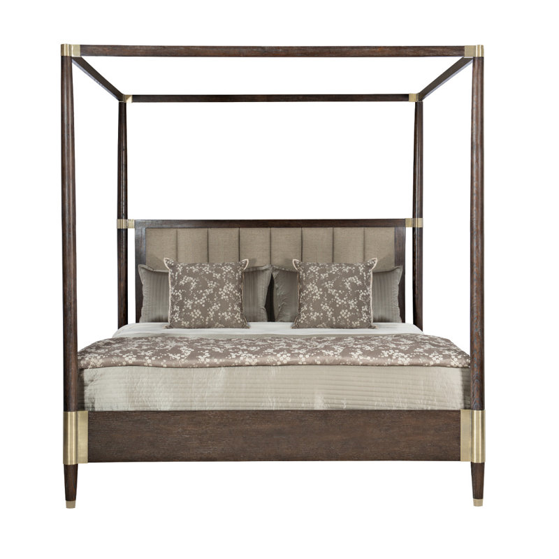 Bernhardt Claredon Solid Wood and Upholstered Canopy Bed Perigold